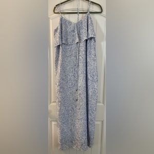 Motherhood Maternity blue and white summer maxi dress